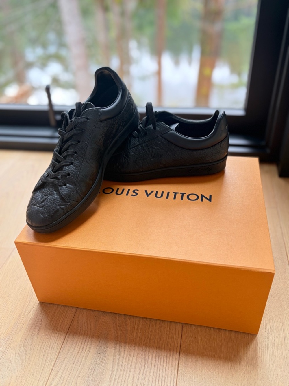 Louis Vuitton Men’s Black Embossed Leather Low-Top Sneakers